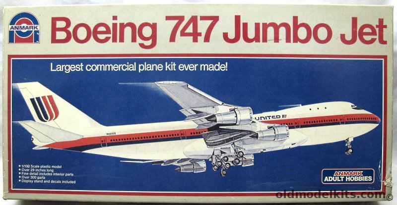 Entex 1/100 Boeing 747 Jumbo Jet - United Airlines (Anmark Issue), 7553 plastic model kit